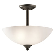Kichler Jolie 15in 2-Light Convertible Pendant/Semi-Flush | Transitional Olde Bronze and Satin Etched Glass | Kitchen & Dining Room | Model 43641OZ