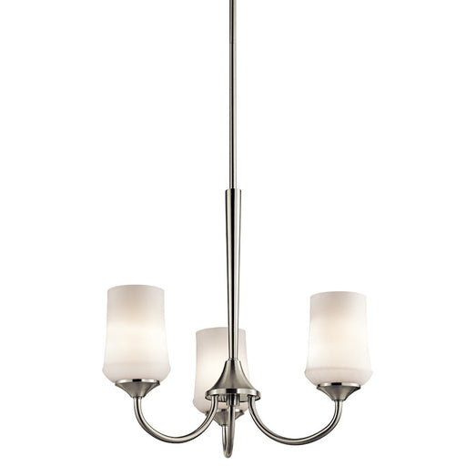 Kichler Aubrey 22in 3-Light Chandelier | Brushed Nickel and Satin Etched Cased Opal Glass | Dining Room & Foyer | 22 x 19 x 58 in | Model 43664NI