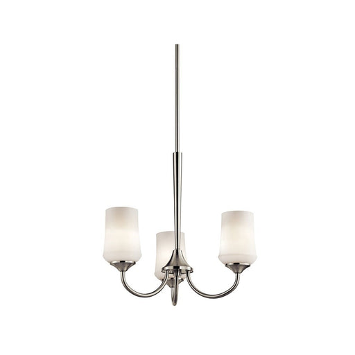Kichler Aubrey 22in 3-Light LED Chandelier | Brushed Nickel and Satin Etched Cased Opal Glass | Dining Room & Living Room | Model 43664NIL18