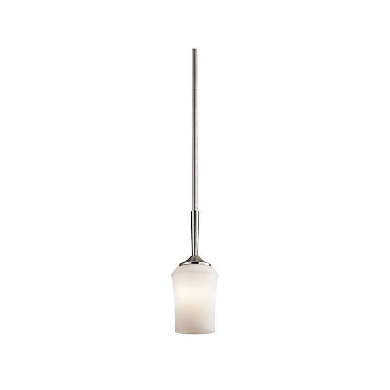 Kichler Aubrey 5in 1-Light Mini Pendant | Brushed Nickel and Satin Etched Opal Glass | Kitchen Island & Hallway | 5 x 13 in | Model 43668NIL18