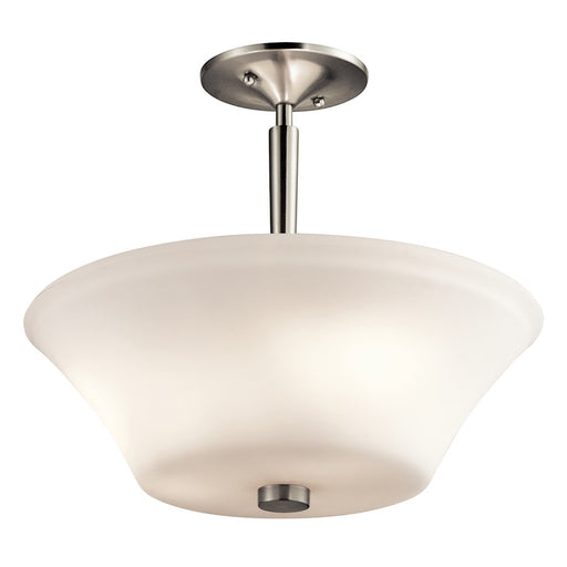 Kichler Aubrey 3-Light Semi-Flush Mount | Brushed Nickel and Satin Etched Glass | Living Room & Bedroom | 15 x 13 in | Model 43669NI