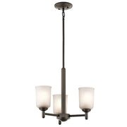 Kichler Shailene 15in 3-Light Mini Chandelier | Traditional Natural Brass & Clear Etched Glass | Dining Room & Kitchen | 17.5 in Dia | Model 43670NBR