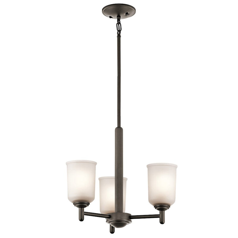 Kichler Shailene 15in 3-Light Mini Chandelier | Traditional Natural Brass & Clear Etched Glass | Dining Room & Kitchen | 17.5 in Dia | Model 43670NBR
