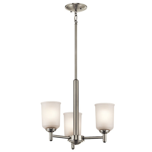 Kichler Shailene 3-Light 17.5in Mini Chandelier | Transitional Brushed Nickel and Satin Etched Glass | Dining Room & Kitchen Island | Model 43670NI
