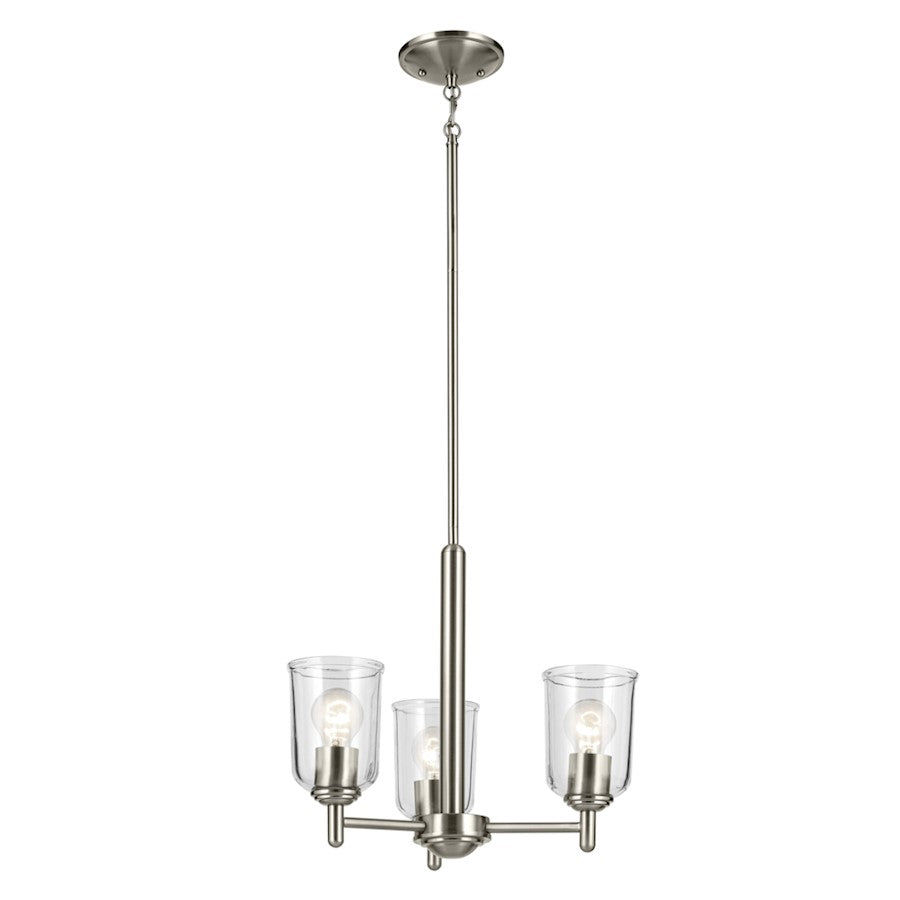 Kichler Shailene 3Lt Round 15.25" Chandelier 1 Tier Small, Nickel - 43670NICLR