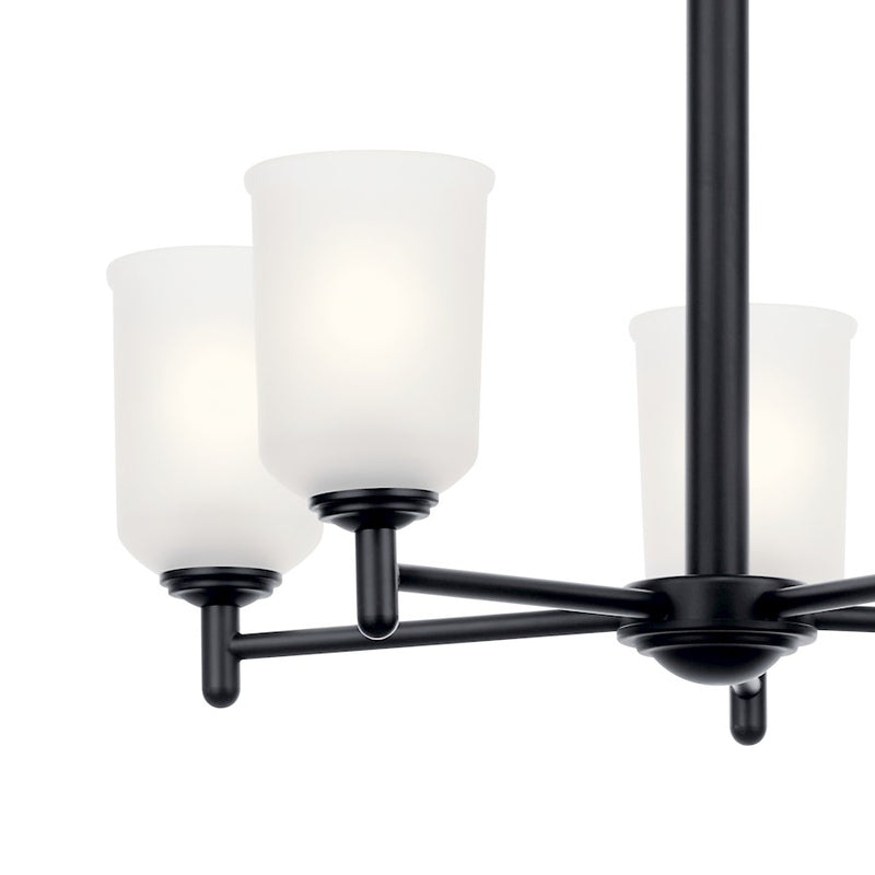Kichler Shailene 26in 9-Light Chandelier | Traditional Black Steel and Satin Etched Glass | Dining Room & Living Room | Model 43672BK