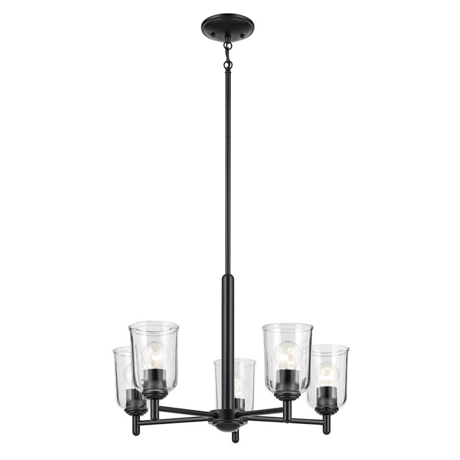 Kichler Shailene 5Lt Round 15.25" Chandelier 1 Tier Medium, Black - 43671BKCLR