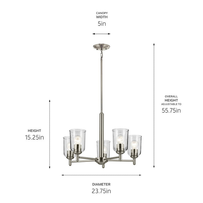 Kichler Shailene 5Lt Round 15.25" Chandelier 1 Tier Medium, Nickel