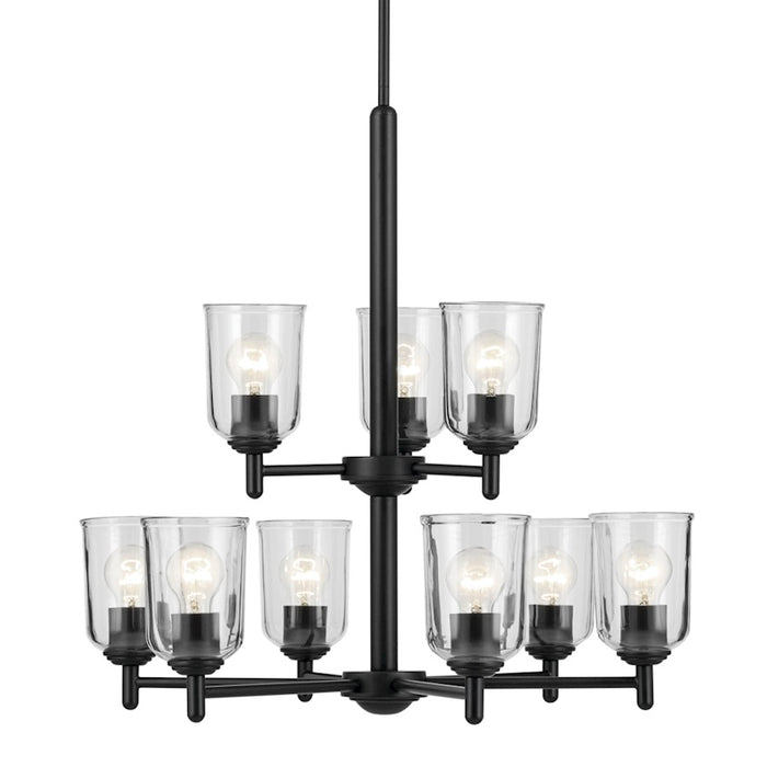 Kichler Shailene 9 Light 26.5" Chandelier 2 Tier Large, Black/Clear