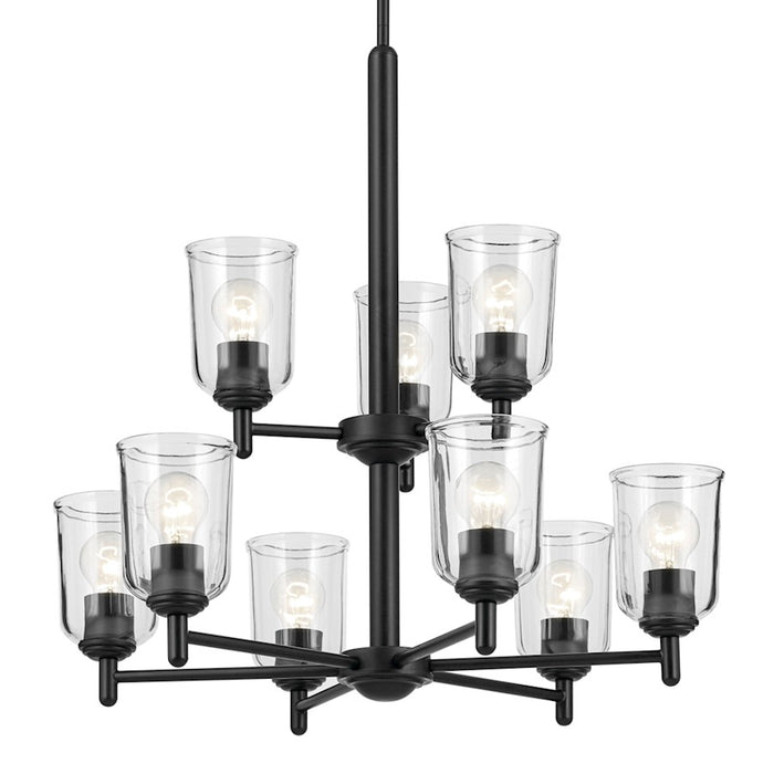 Kichler Shailene 9 Light 26.5" Chandelier 2 Tier Large, Black/Clear