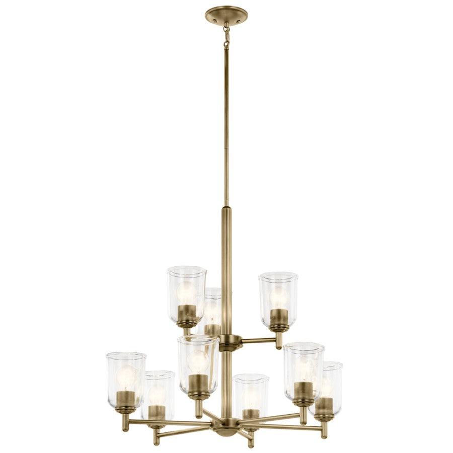 Kichler Shailene 9Lt 26.5" Chandelier 2 Tier Large, Brass/Clear - 43672NBRCLR