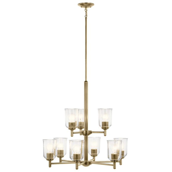 Kichler Shailene 9Lt 26.5" Chandelier 2 Tier Large, Brass/Clear