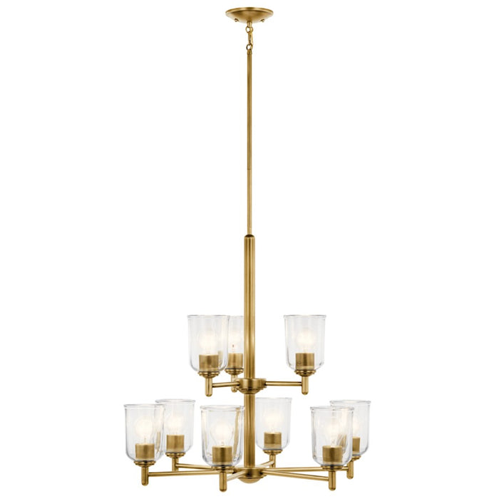 Kichler Shailene 9Lt 26.5" Chandelier 2 Tier Large, Brass/Clear