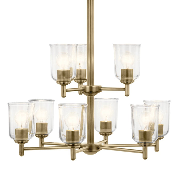 Kichler Shailene 9Lt 26.5" Chandelier 2 Tier Large, Brass/Clear