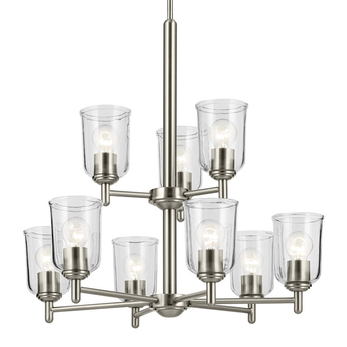 Kichler Shailene 9Lt 26.5" Chandelier 2 Tier Large, Nickel/Clear