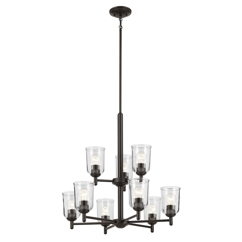 Kichler Shailene 9Lt 26.5" Chandelier 2 Tier Large, Bronze/Clear