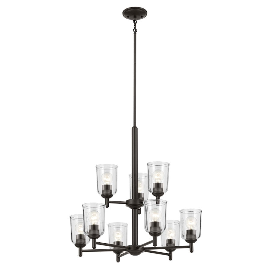 Kichler Shailene 9Lt 26.5" Chandelier 2 Tier Large, Bronze/Clear