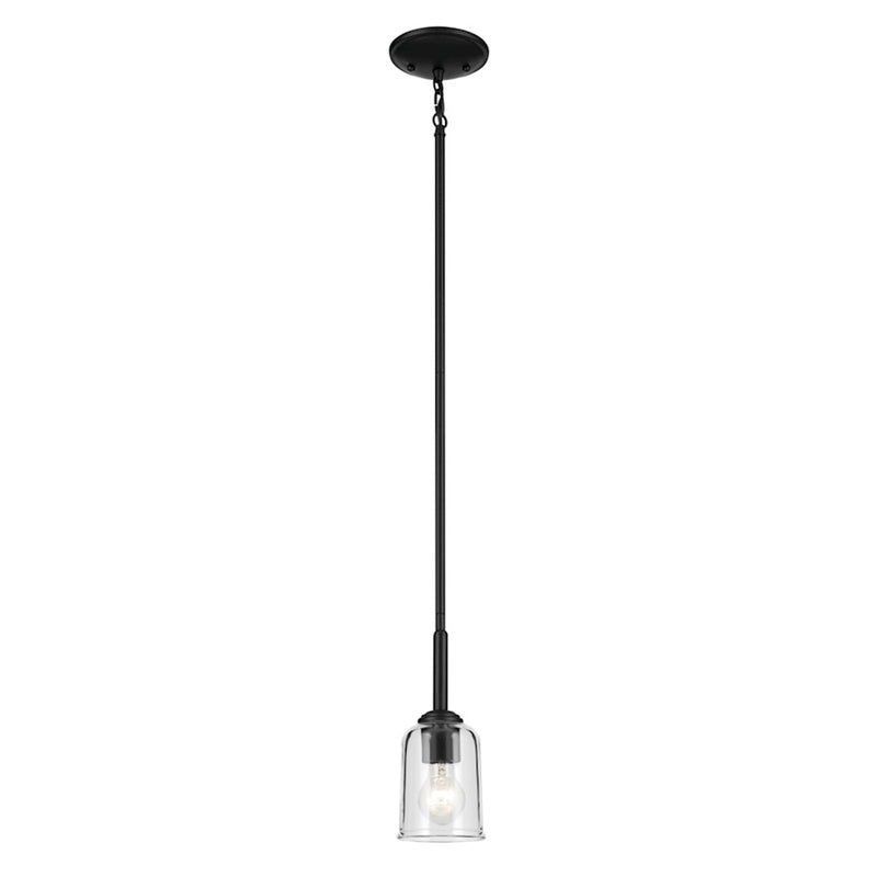 Kichler Shailene 11in 1-Light Mini Pendant | Traditional Black and Clear Glass | Kitchen & Bar | 11.25in H | Model 43674BKCLR