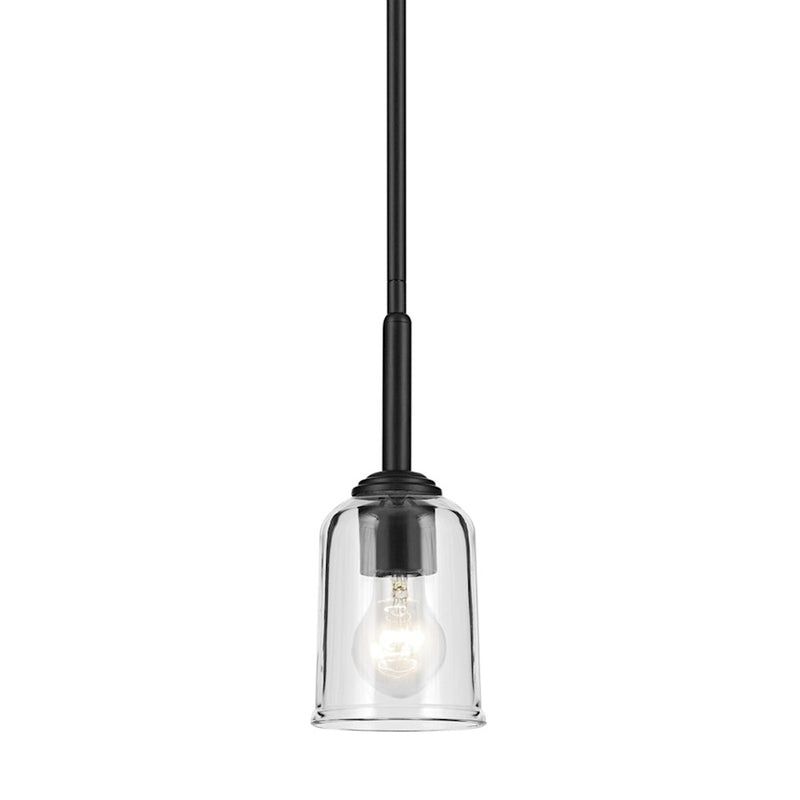 Kichler Shailene 1 Light Bell 11.25" Mini Pendant, Black/Clear