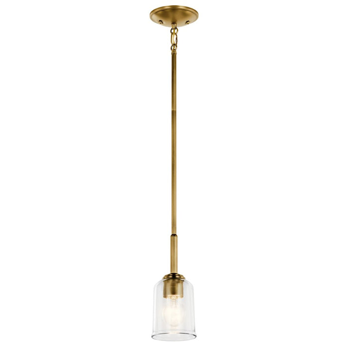 Kichler Shailene 1 Light Bell 11.25" Mini Pendant, Brass/Clear