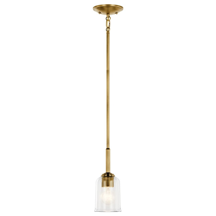 Kichler Shailene 1 Light Bell 11.25" Mini Pendant, Brass/Clear