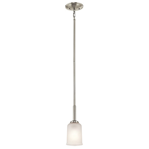 Kichler Shailene 4in 1-Light Mini Pendant | Transitional Brushed Nickel and Satin Etched Glass | Kitchen Island & Dining Room | Model 43674NI