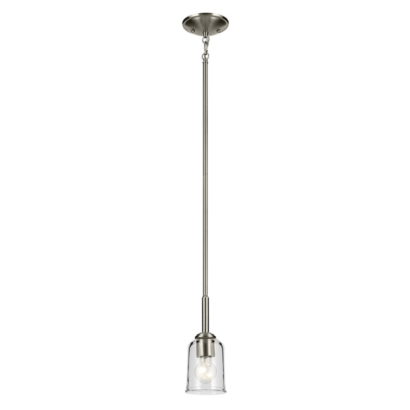 Kichler Shailene 1 Light Bell 11.25" Mini Pendant, Nickel/Clear
