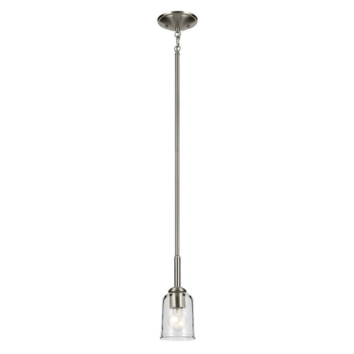 Kichler Shailene 1 Light Bell 11.25" Mini Pendant, Nickel/Clear