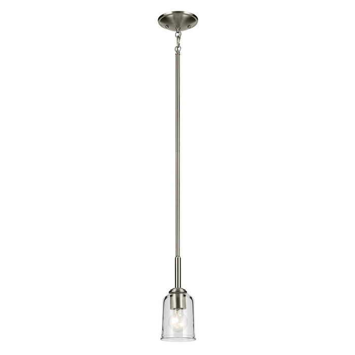 Kichler Shailene 1 Light Bell 11.25" Mini Pendant, Nickel/Clear