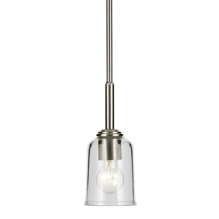 Kichler Shailene 1 Light Bell 11.25" Mini Pendant, Nickel/Clear