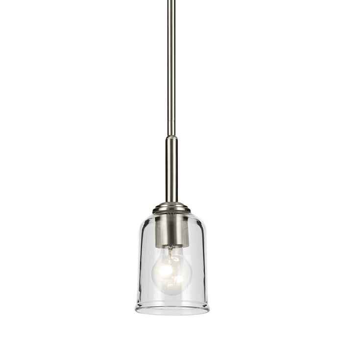 Kichler Shailene 1 Light Bell 11.25" Mini Pendant, Nickel/Clear