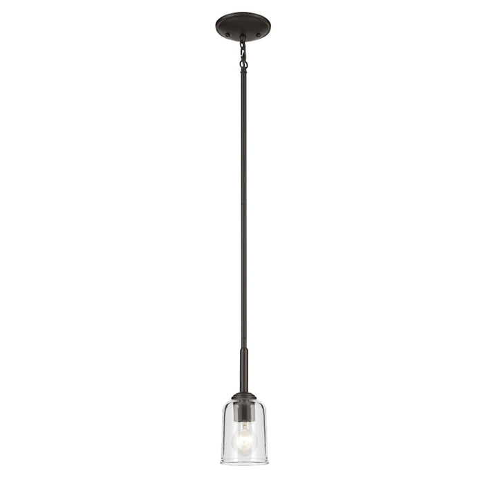 Kichler Shailene 1 Light Bell 11.25" Mini Pendant, Bronze/Clear - 43674OZCLR