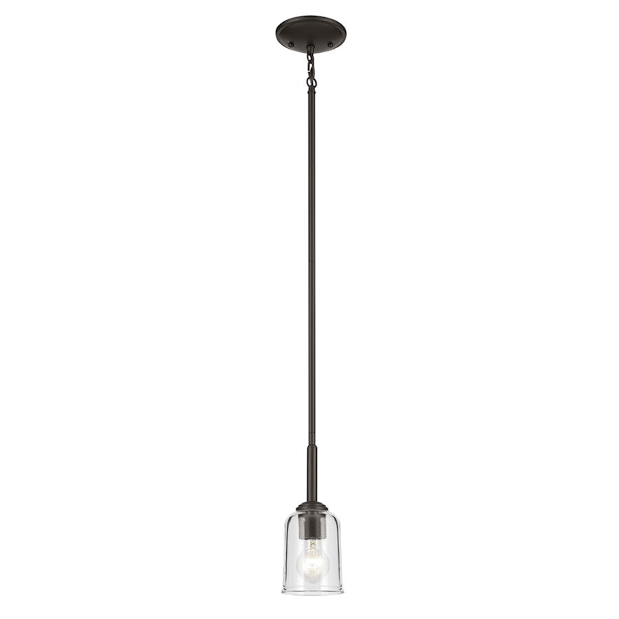 Kichler Shailene 1 Light Bell 11.25" Mini Pendant, Bronze/Clear