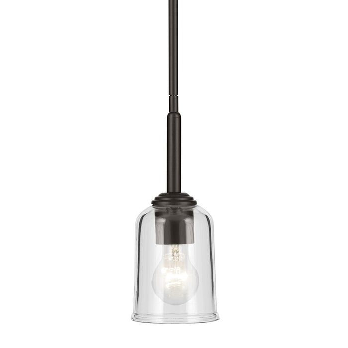 Kichler Shailene 1 Light Bell 11.25" Mini Pendant, Bronze/Clear