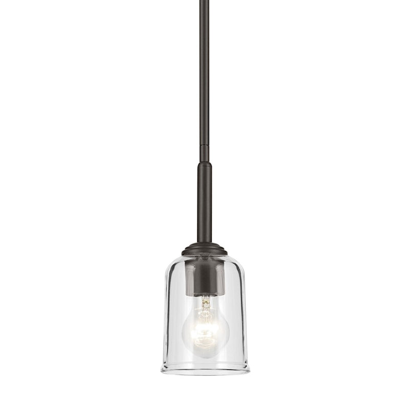 Kichler Shailene 1 Light Bell 11.25" Mini Pendant, Bronze/Clear