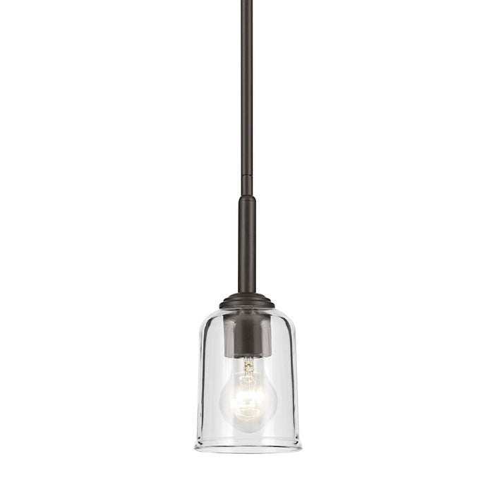 Kichler Shailene 1 Light Bell 11.25" Mini Pendant, Bronze/Clear