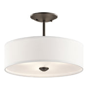 Kichler Shailene 14in 3-Light Semi-Flush Mount | Natural Brass Steel | Hallway & Bedroom | 10 x 14 in | Model 43675NBR