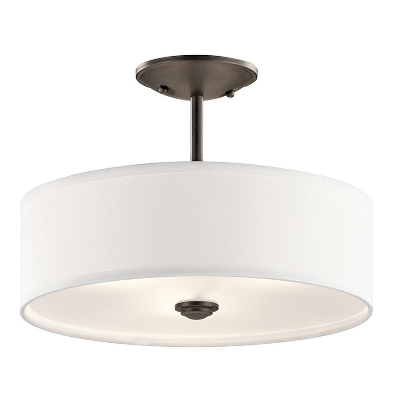 Kichler Shailene 14in 3-Light Semi-Flush Mount | Natural Brass Steel | Hallway & Bedroom | 10 x 14 in | Model 43675NBR