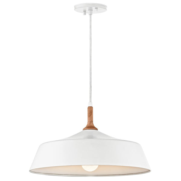 Kichler Danika 16in 1-Light Pendant | Mid-Century Modern White and Wood Accent | Kitchen Island & Dining Room | 16 x 9 in | Model 43683WH
