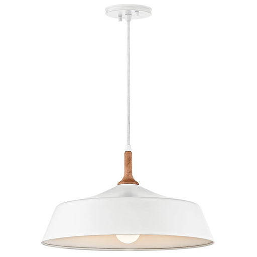 Kichler Danika 16in 1-Light Pendant | Mid-Century Modern White and Wood Accent | Kitchen Island & Dining Room | 16 x 9 in | Model 43683WH