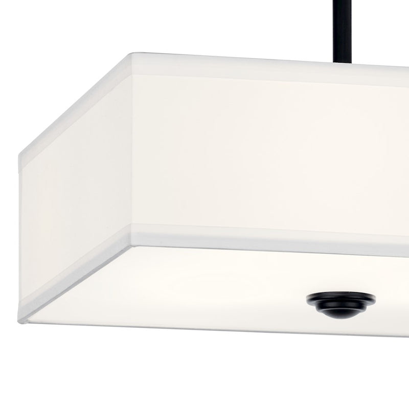 Kichler Shailene 18in 3-Light Semi Flush Mount | Traditional Black Steel and Satin Etched Diffuser White Microfiber Shade | Entryway | Model 43693BK