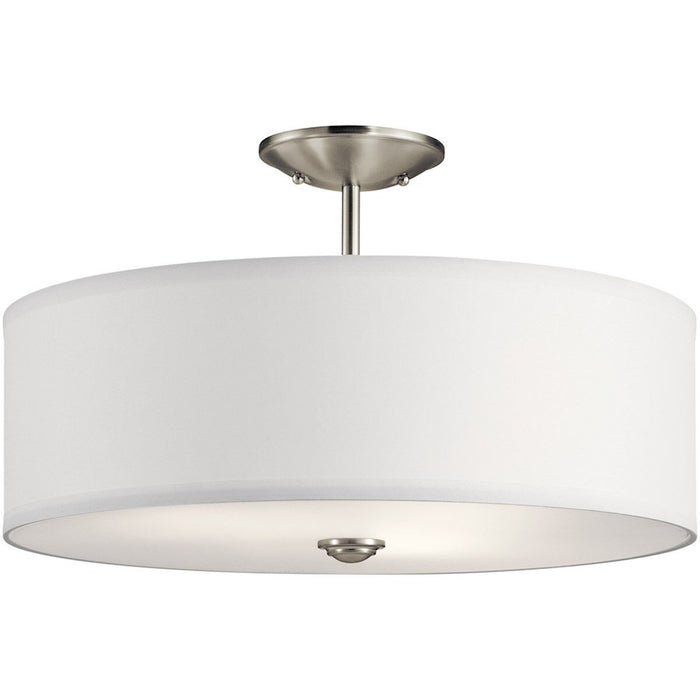 Kichler Shailene 3 Light 12" Semi Flush Light/75W, Brass/Clear Etched - 43692NBR