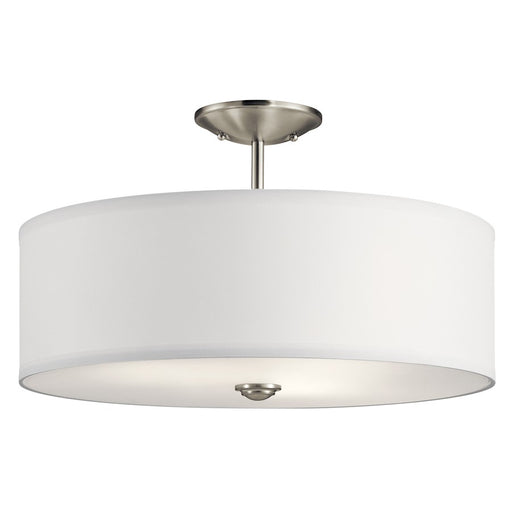 Kichler Shailene 18in 3-Light Semi-Flush Mount | Transitional Brushed Nickel | Bedroom & Hallway | 18 x 18 x 11 in | Model 43692NI