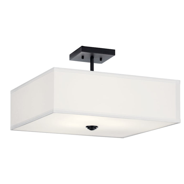 Kichler Shailene 3 Light Semi Flush Mount, Nickel/Black/Satin Etched
