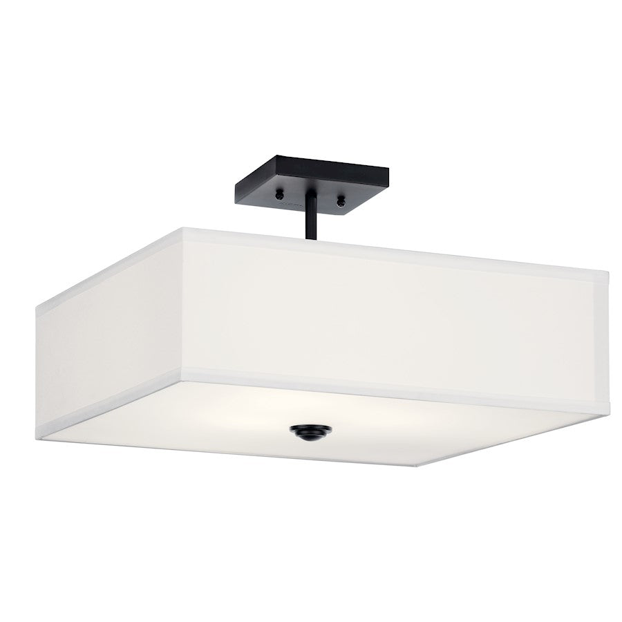 Kichler Shailene 3 Light Semi Flush Mount, Nickel/Black/Satin Etched