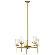 Kichler 5-Light Chandelier | Vintage Industrial Natural Brass Steel | Dining Room & Living Room | 27 x 27 x 19 in | Model 43694NBR