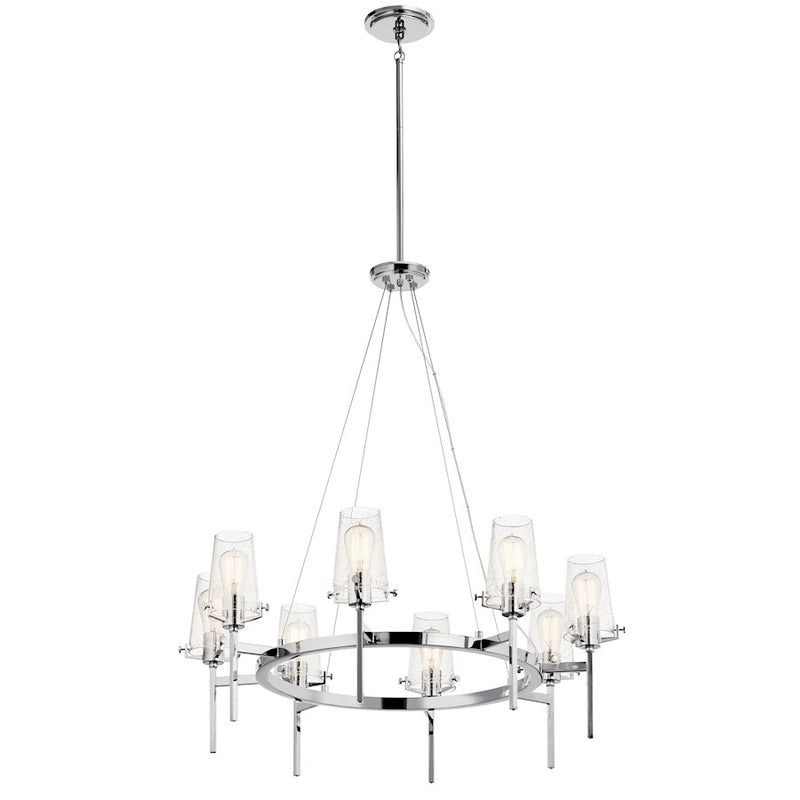 Kichler Vintage Industrial 38in 8-Light Chandelier | Industrial Chrome Steel | Dining Room & Living Room | 38 x 38 x 36 in | Model 43695CH