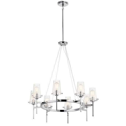 Kichler Vintage Industrial 38in 8-Light Chandelier | Industrial Chrome Steel | Dining Room & Living Room | 38 x 38 x 36 in | Model 43695CH