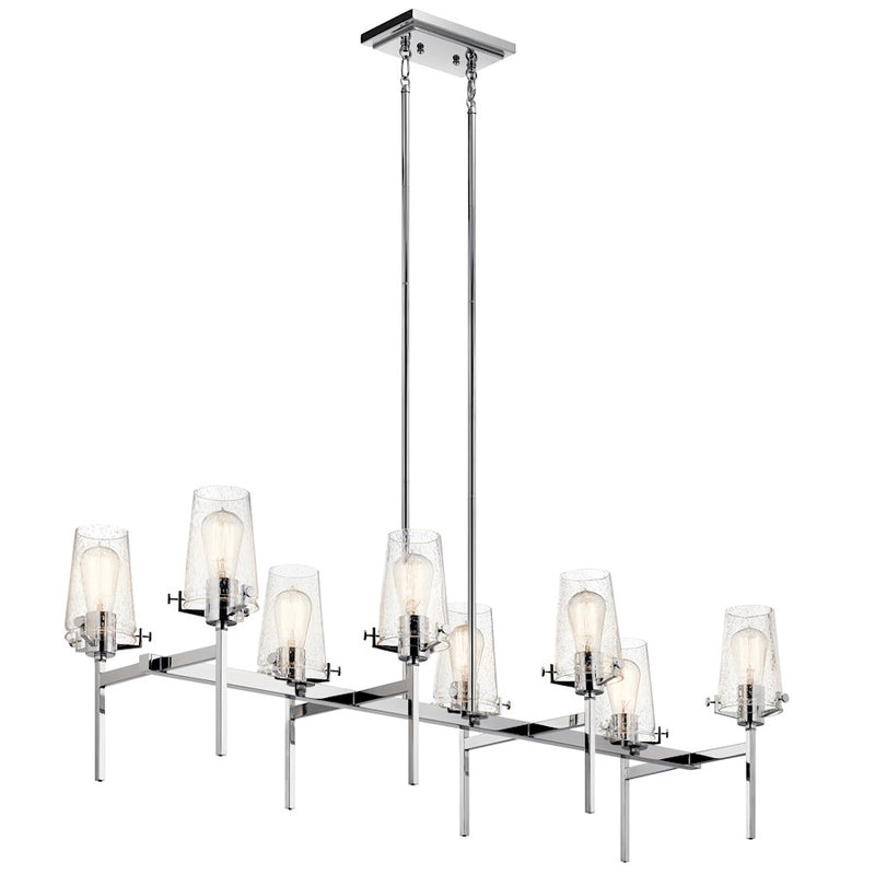 Kichler 46in 8-Light Linear Chandelier | Vintage Industrial Chrome Steel | Dining Room & Kitchen Island | 46 x 17 x 19 in | Model 43696CH