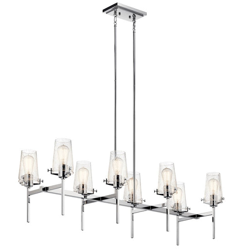 Kichler 46in 8-Light Linear Chandelier | Vintage Industrial Chrome Steel | Dining Room & Kitchen Island | 46 x 17 x 19 in | Model 43696CH